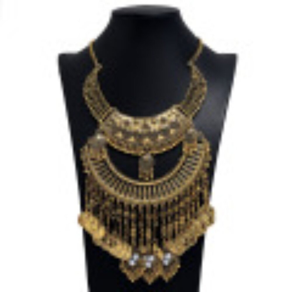 #053 Palace Vintage Coin Tassel Necklace Collarbone Sweater Chain